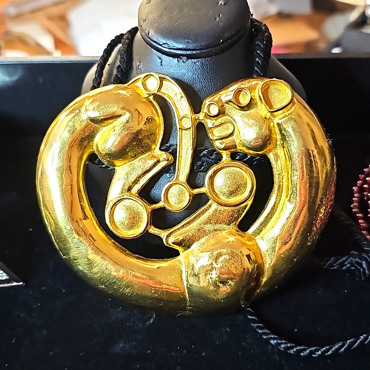 Vintage Mma Brass Figural Necklace